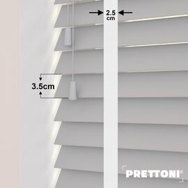 EdBevans - Spectrum Solid Wood Venetian Blind - Mono Pale 35mm Slat with Chevron Porcelain 25mm Tape - Prettoni