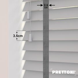 EdBevans - Spectrum Solid Wood Venetian Blind - Mono Pale 35mm Slat with Chevron Monsoon 25mm Tape - Prettoni