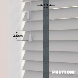 EdBevans - Spectrum Solid Wood Venetian Blind - Mono Pale 35mm Slat with Chevron Lava 25mm Tape - Prettoni