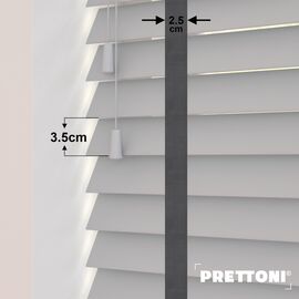 EdBevans - Spectrum Solid Wood Venetian Blind - Mono Pale 35mm Slat with Chevron Aurora 25mm Tape - Prettoni