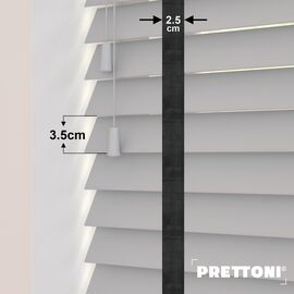 EdBevans - Spectrum Solid Wood Venetian Blind - Mono Pale 35mm Slat with Chevron Shadow 25mm Tape - Prettoni