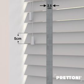 EdBevans - Spectrum Solid Wood Venetian Blind - Mono Pale 50mm Slat with Chevron Palladium 25mm Tape - Prettoni