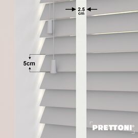 EdBevans - Spectrum Solid Wood Venetian Blind - Mono Pale 50mm Slat with Chevron Snowy 25mm Tape - Prettoni