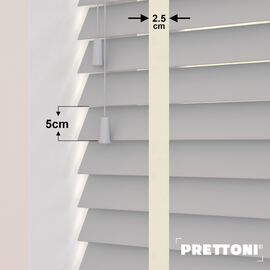 EdBevans - Spectrum Solid Wood Venetian Blind - Mono Pale 50mm Slat with Chevron Avorio 25mm Tape - Prettoni