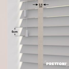 EdBevans - Spectrum Solid Wood Venetian Blind - Mono Pale 50mm Slat with Chevron Moccasin 25mm Tape - Prettoni