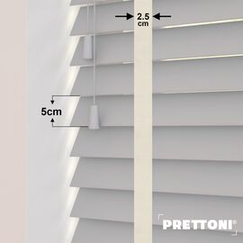 EdBevans - Spectrum Solid Wood Venetian Blind - Mono Pale 50mm Slat with Chevron Cream 25mm Tape - Prettoni