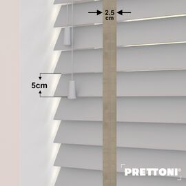 EdBevans - Spectrum Solid Wood Venetian Blind - Mono Pale 50mm Slat with Chevron Stonewall 25mm Tape - Prettoni
