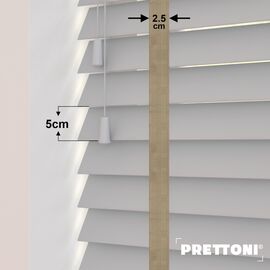 EdBevans - Spectrum Solid Wood Venetian Blind - Mono Pale 50mm Slat with Chevron Sandrift 25mm Tape - Prettoni