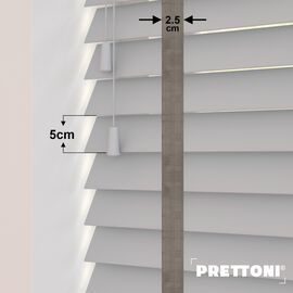 EdBevans - Spectrum Solid Wood Venetian Blind - Mono Pale 50mm Slat with Chevron Granite 25mm Tape - Prettoni