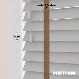 EdBevans - Spectrum Solid Wood Venetian Blind - Mono Pale 50mm Slat with Chevron Cinnamon 25mm Tape - Prettoni