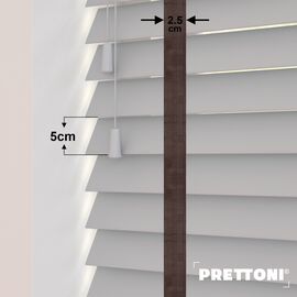 EdBevans - Spectrum Solid Wood Venetian Blind - Mono Pale 50mm Slat with Chevron Umber 25mm Tape - Prettoni