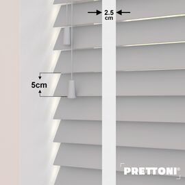 EdBevans - Spectrum Solid Wood Venetian Blind - Mono Pale 50mm Slat with Chevron Porcelain 25mm Tape - Prettoni