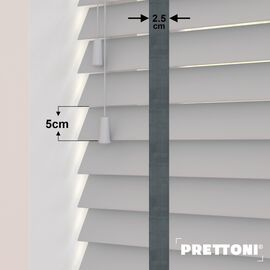 EdBevans - Spectrum Solid Wood Venetian Blind - Mono Pale 50mm Slat with Chevron Lava 25mm Tape - Prettoni