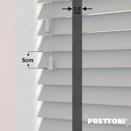 EdBevans - Spectrum Solid Wood Venetian Blind - Mono Pale 50mm Slat with Chevron Aurora 25mm Tape - Prettoni