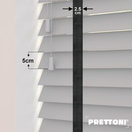 EdBevans - Spectrum Solid Wood Venetian Blind - Mono Pale 50mm Slat with Chevron Shadow 25mm Tape - Prettoni