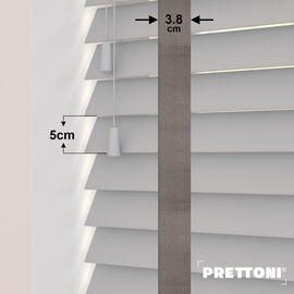 EdBevans - Spectrum Solid Wood Venetian Blind - Mono Pale 50mm Slat with Woven Flint 38mm Tape - Prettoni