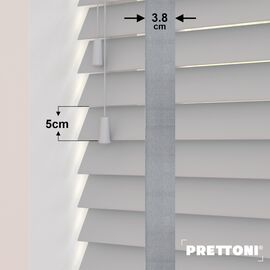 EdBevans - Spectrum Solid Wood Venetian Blind - Mono Pale 50mm Slat with Woven Spun 38mm Tape - Prettoni