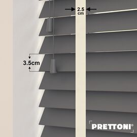 EdBevans - Spectrum Solid Wood Venetian Blind - Mono Graphite 35mm Slat with Chevron Avorio 25mm Tape - Prettoni