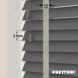EdBevans - Spectrum Solid Wood Venetian Blind - Mono Graphite 35mm Slat with Chevron Cement 25mm Tape - Prettoni