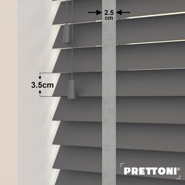 EdBevans - Spectrum Solid Wood Venetian Blind - Mono Graphite 35mm Slat with Chevron Nimbus 25mm Tape - Prettoni