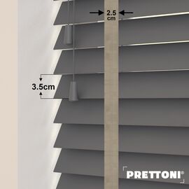 EdBevans - Spectrum Solid Wood Venetian Blind - Mono Graphite 35mm Slat with Chevron Stonewall 25mm Tape - Prettoni