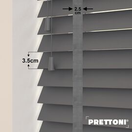 EdBevans - Spectrum Solid Wood Venetian Blind - Mono Graphite 35mm Slat with Chevron Monsoon 25mm Tape - Prettoni