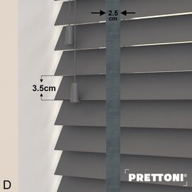 EdBevans - Spectrum Solid Wood Venetian Blind - Mono Graphite 35mm Slat with Chevron Lava 25mm Tape - Prettoni