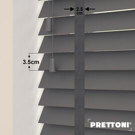 EdBevans - Spectrum Solid Wood Venetian Blind - Mono Graphite 35mm Slat with Chevron Aurora 25mm Tape - Prettoni
