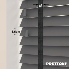 EdBevans - Spectrum Solid Wood Venetian Blind - Mono Graphite 35mm Slat with Chevron Shadow 25mm Tape - Prettoni