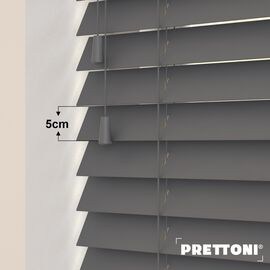 EdBevans - Spectrum Solid Wood Venetian Blind - Mono Graphite 50mm Slat with - Ladder String - Prettoni
