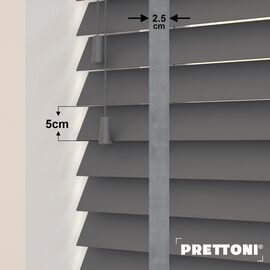 EdBevans - Spectrum Solid Wood Venetian Blind - Mono Graphite 50mm Slat with Chevron Palladium 25mm Tape - Prettoni
