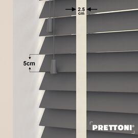 EdBevans - Spectrum Solid Wood Venetian Blind - Mono Graphite 50mm Slat with Chevron Cream 25mm Tape - Prettoni