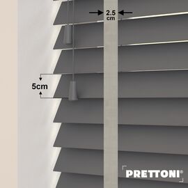 EdBevans - Spectrum Solid Wood Venetian Blind - Mono Graphite 50mm Slat with Chevron Cement 25mm Tape - Prettoni