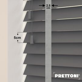 EdBevans - Spectrum Solid Wood Venetian Blind - Mono Graphite 50mm Slat with Chevron Nimbus 25mm Tape - Prettoni