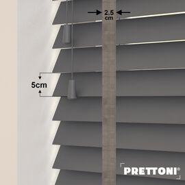 EdBevans - Spectrum Solid Wood Venetian Blind - Mono Graphite 50mm Slat with Chevron Granite 25mm Tape - Prettoni