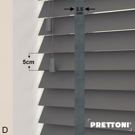 EdBevans - Spectrum Solid Wood Venetian Blind - Mono Graphite 50mm Slat with Chevron Lava 25mm Tape - Prettoni