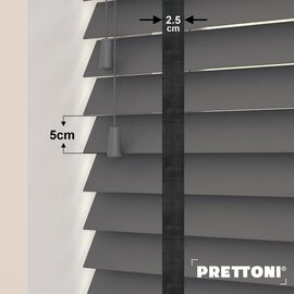 EdBevans - Spectrum Solid Wood Venetian Blind - Mono Graphite 50mm Slat with Chevron Shadow 25mm Tape - Prettoni