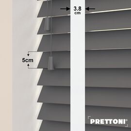 EdBevans - Spectrum Solid Wood Venetian Blind - Mono Graphite 50mm Slat with Woven Naturo 38mm Tape - Prettoni