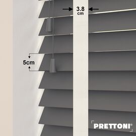 EdBevans - Spectrum Solid Wood Venetian Blind - Mono Graphite 50mm Slat with Woven Feather 38mm Tape - Prettoni