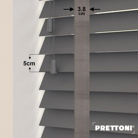 EdBevans - Spectrum Solid Wood Venetian Blind - Mono Graphite 50mm Slat with Woven Flint 38mm Tape - Prettoni