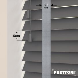 EdBevans - Spectrum Solid Wood Venetian Blind - Mono Graphite 50mm Slat with Woven Spun 38mm Tape - Prettoni