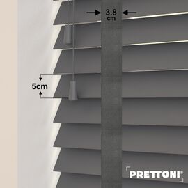 EdBevans - Spectrum Solid Wood Venetian Blind - Mono Graphite 50mm Slat with Woven Gravel 38mm Tape - Prettoni
