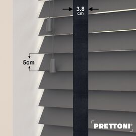 EdBevans - Spectrum Solid Wood Venetian Blind - Mono Graphite 50mm Slat with Woven Luna 38mm Tape - Prettoni