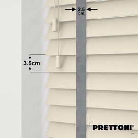 EdBevans - Spectrum Solid Wood Venetian Blind - Mono Cream 35mm Slat with Chevron Palladium 25mm Tape - Prettoni