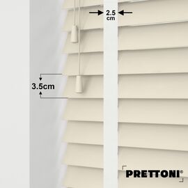 EdBevans - Spectrum Solid Wood Venetian Blind - Mono Cream 35mm Slat with Chevron Snowy 25mm Tape - Prettoni