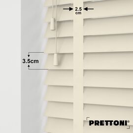 EdBevans - Spectrum Solid Wood Venetian Blind - Mono Cream 35mm Slat with Chevron Avorio 25mm Tape - Prettoni
