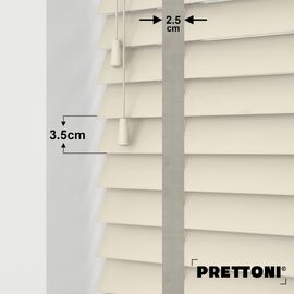 EdBevans - Spectrum Solid Wood Venetian Blind - Mono Cream 35mm Slat with Chevron Cement 25mm Tape - Prettoni