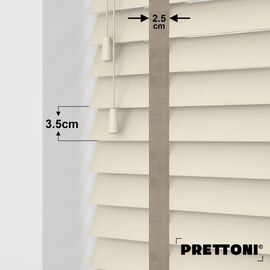EdBevans - Spectrum Solid Wood Venetian Blind - Mono Cream 35mm Slat with Chevron Stonewall 25mm Tape - Prettoni