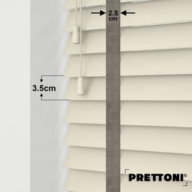 EdBevans - Spectrum Solid Wood Venetian Blind - Mono Cream 35mm Slat with Chevron Granite 25mm Tape - Prettoni