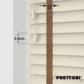 EdBevans - Spectrum Solid Wood Venetian Blind - Mono Cream 35mm Slat with Chevron Cinnamon 25mm Tape - Prettoni